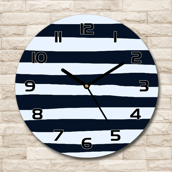 Round glass wall clock Background with stripes