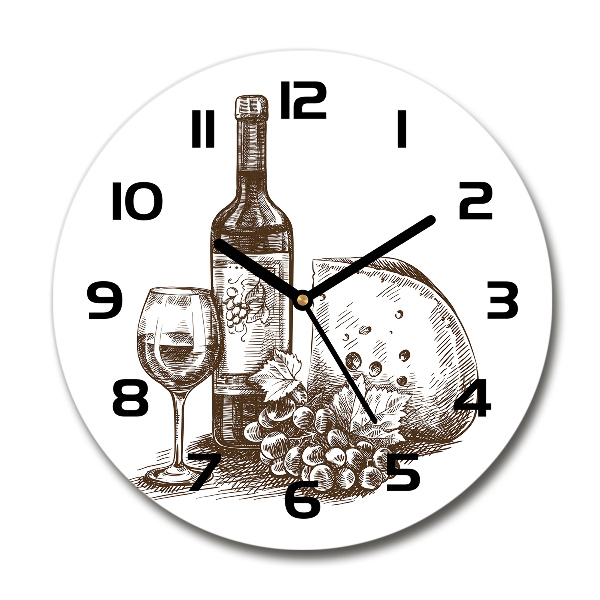 Round wall clock Wine and snacks