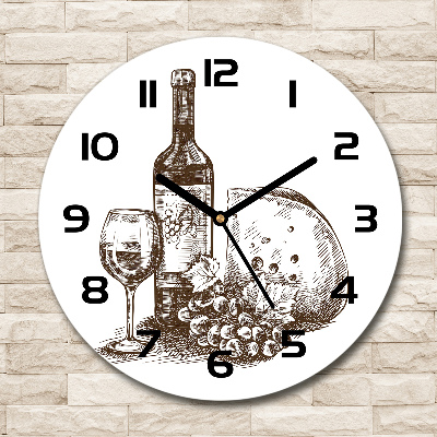 Round wall clock Wine and snacks