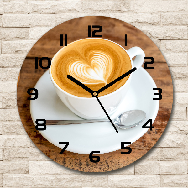 Round wall clock Coffee in a cup