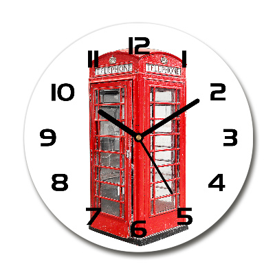 Round wall clock telephone booth