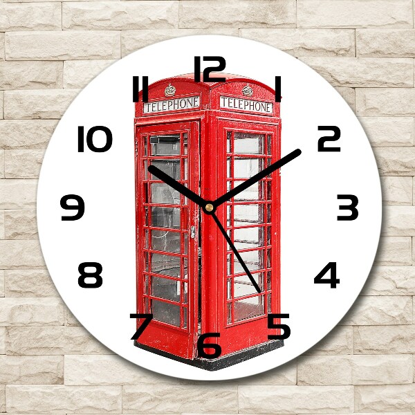 Round wall clock telephone booth