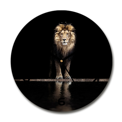 Round wall clock Portrait of a lion