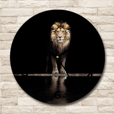 Round wall clock Portrait of a lion