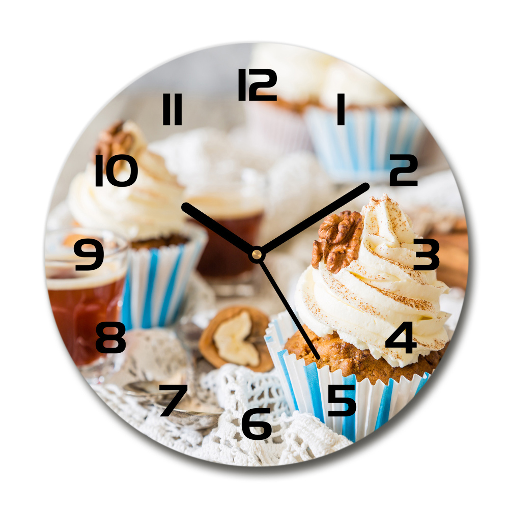 Round glass clock Cupcakes