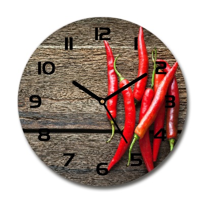 Round glass clock Chilli peppers