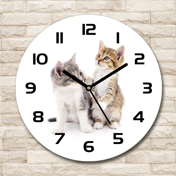 Round wall clock Two little cats