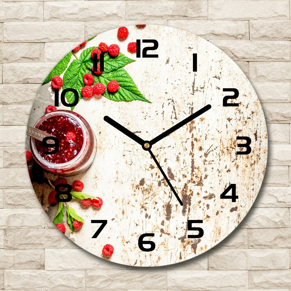 Round clock glass Raspberry jam