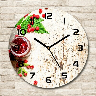 Round clock glass Raspberry jam