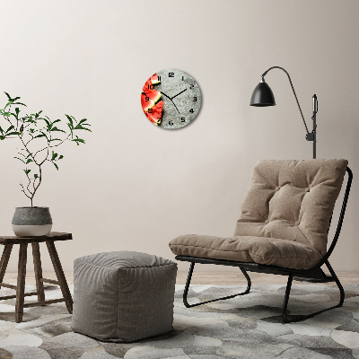 Round glass wall clock Chopped watermelon