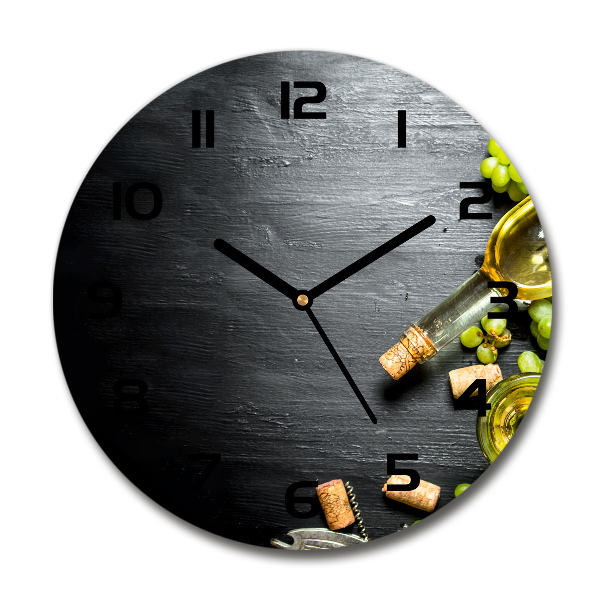 Round glass wall clock White wine and fruit