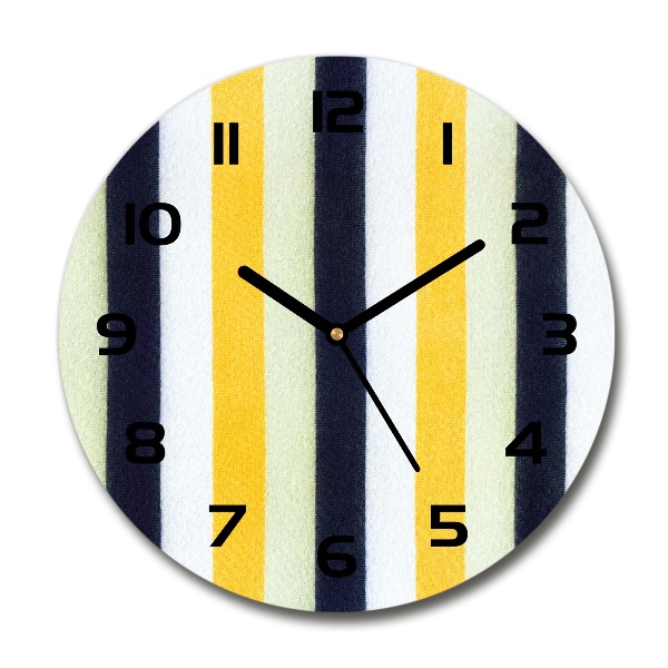 Round glass wall clock Background with stripes