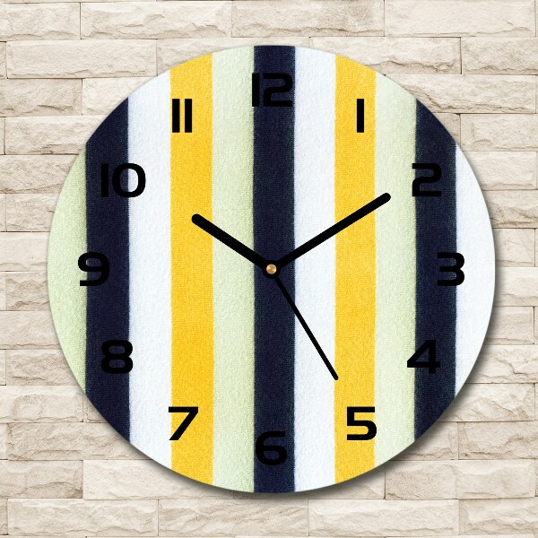 Round glass wall clock Background with stripes