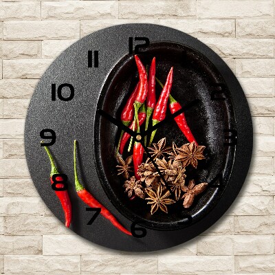 Round wall clock Chilli peppers