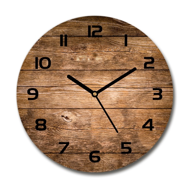 Round wall clock Wooden background