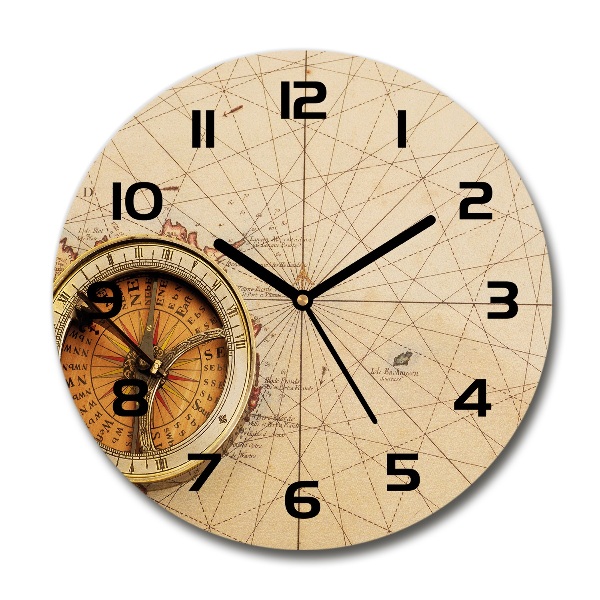 Round wall clock Compass on the map