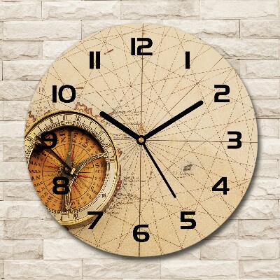 Round wall clock Compass on the map