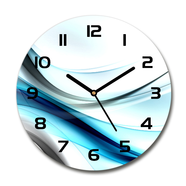 Round glass wall clock Wave abstraction