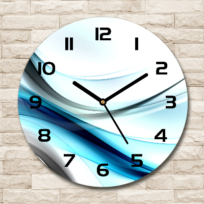 Round glass wall clock Wave abstraction