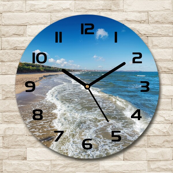 Round glass wall clock Baltic Sea