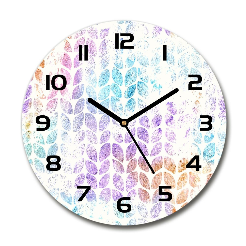 Round wall clock Colorful leaves