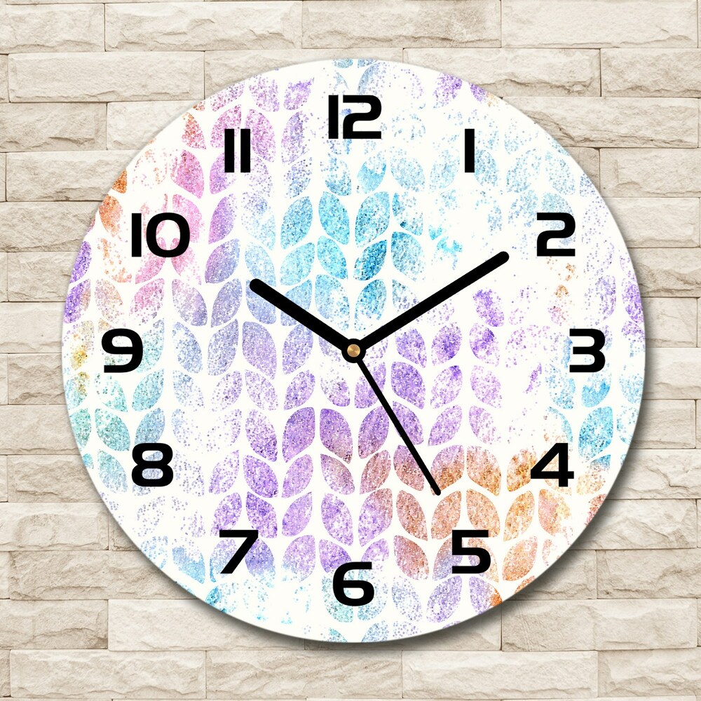 Round wall clock Colorful leaves