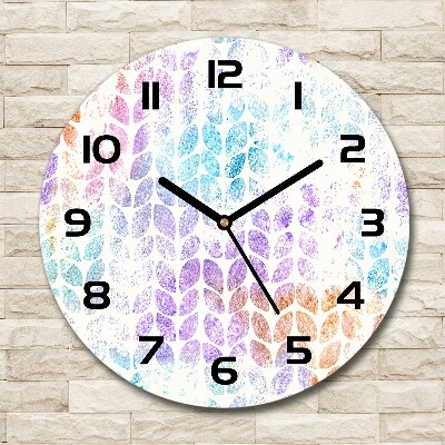 Round wall clock Colorful leaves