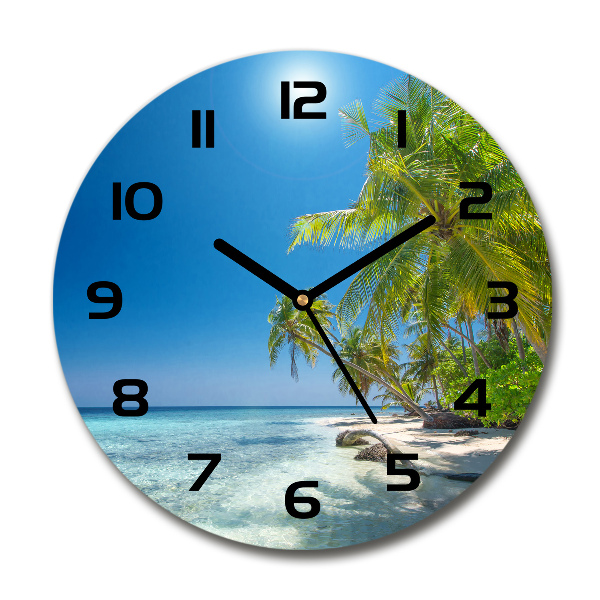 Round glass clock Maldives beach