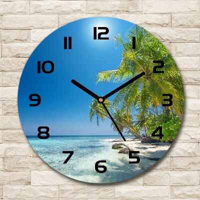 Round glass clock Maldives beach