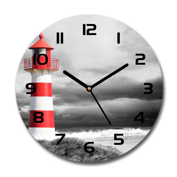 Round glass wall clock Lighthouse