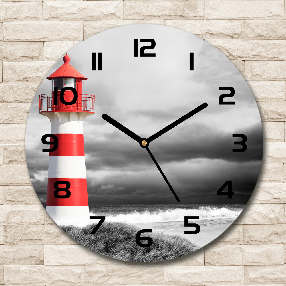 Round glass wall clock Lighthouse