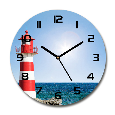 Round glass wall clock Lighthouse