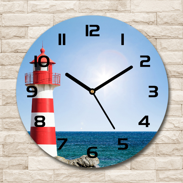 Round glass wall clock Lighthouse