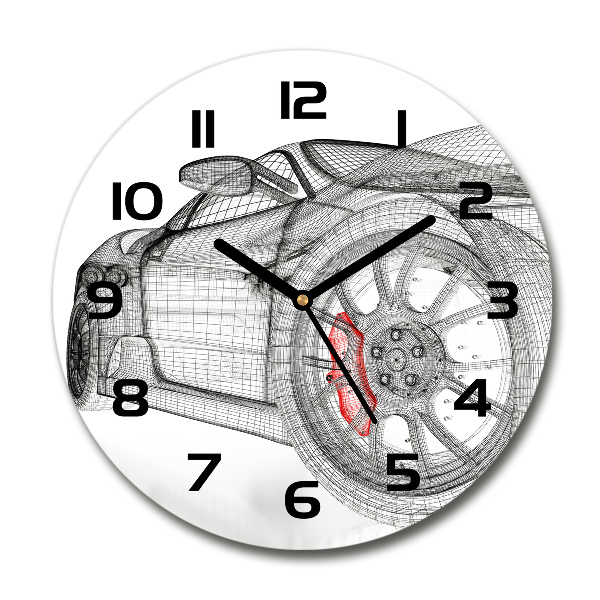 Round glass clock Mesh of the car