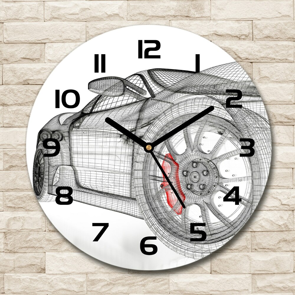 Round glass clock Mesh of the car