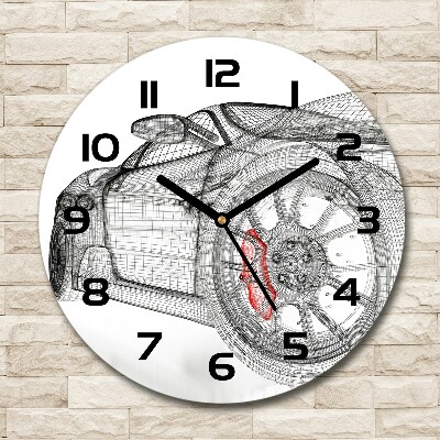 Round glass clock Mesh of the car