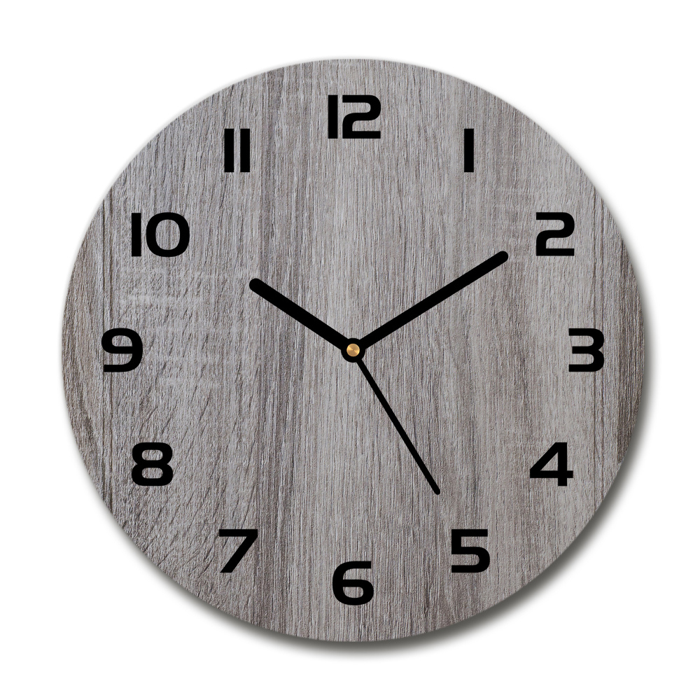 Round glass clock Wood