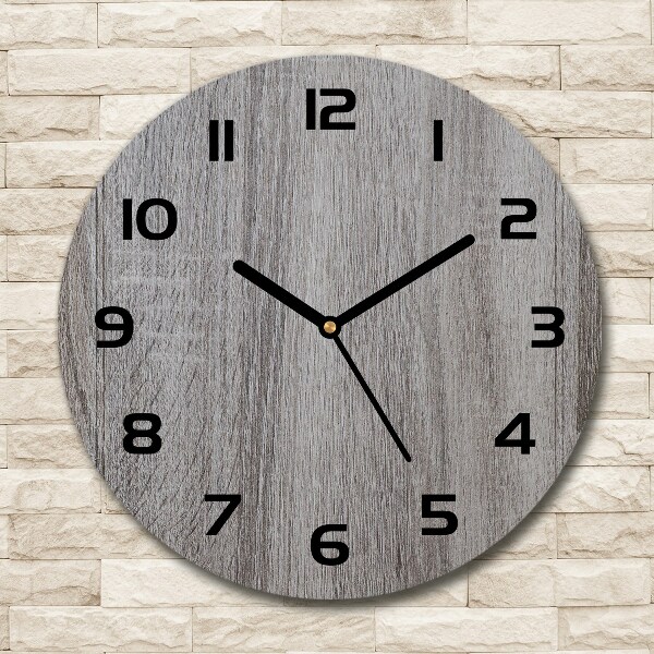 Round glass clock Wood