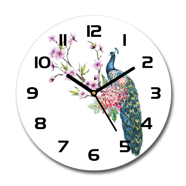 Round wall clock Paw and flowers