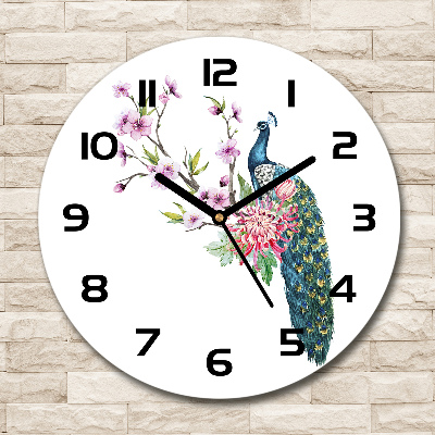 Round wall clock Paw and flowers