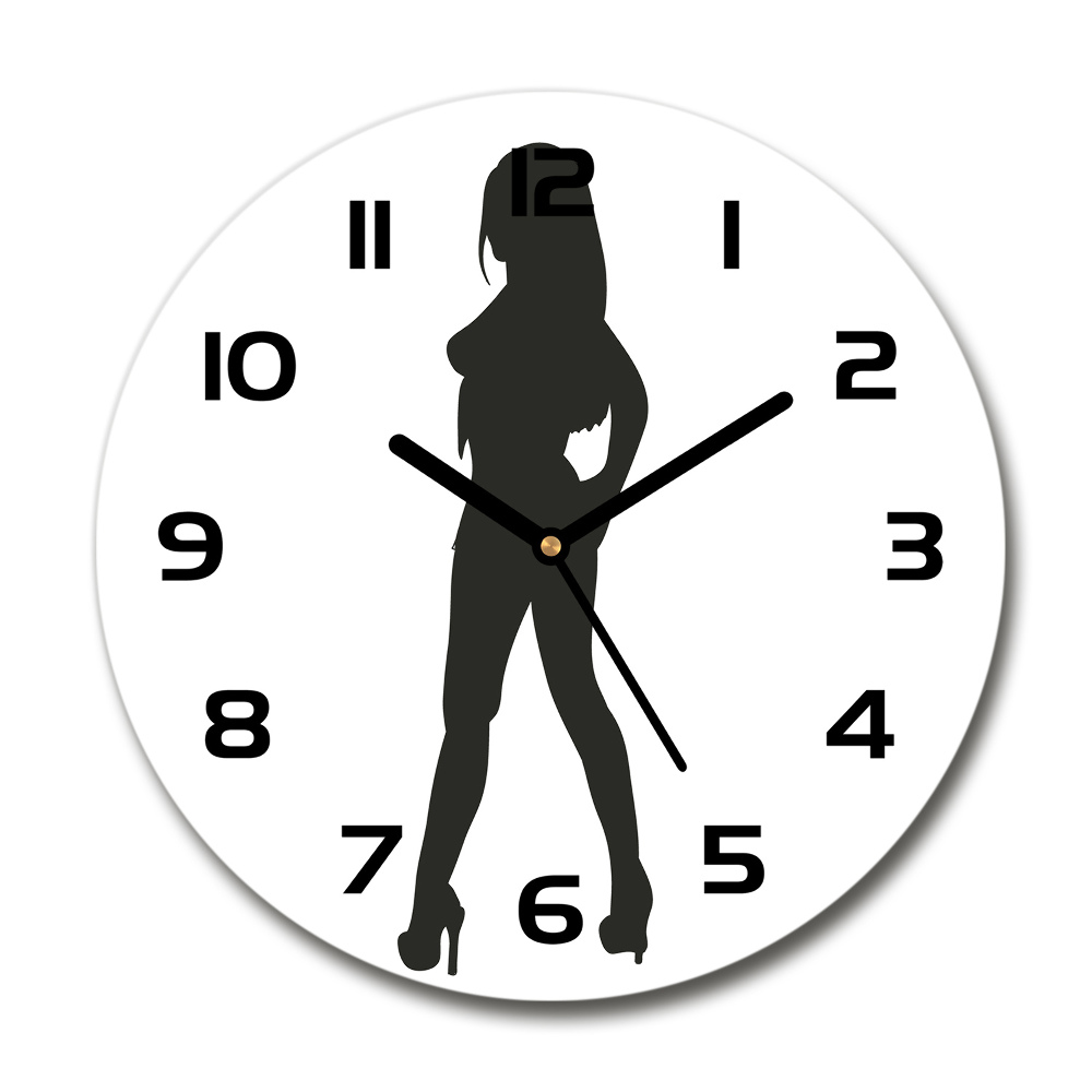 Round glass clock A woman's silhouette