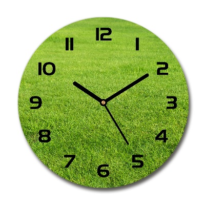 Round wall clock green grass