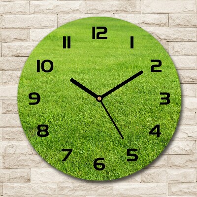 Round wall clock green grass