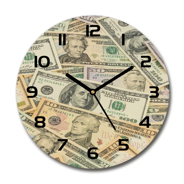 Round wall clock Dollars banknotes