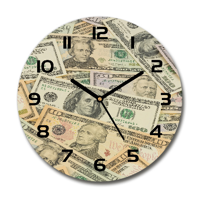 Round wall clock Dollars banknotes