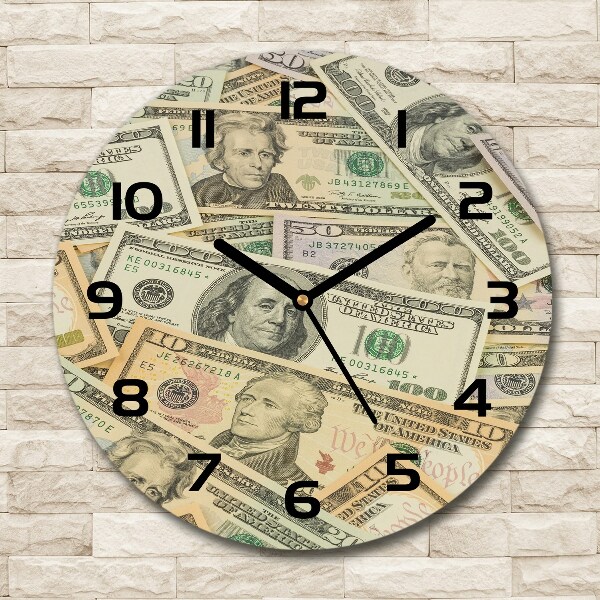 Round wall clock Dollars banknotes