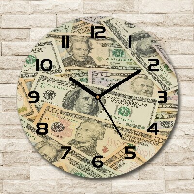 Round wall clock Dollars banknotes