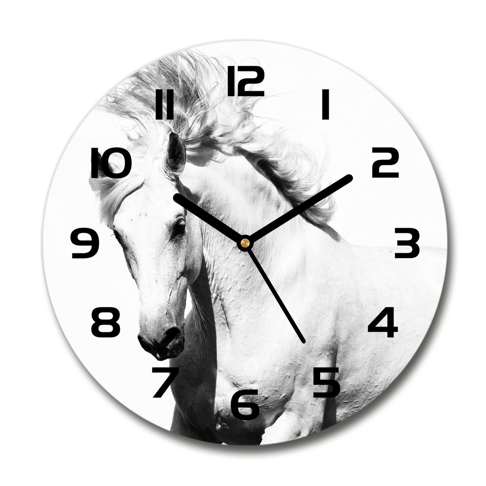 Round wall clock White horse