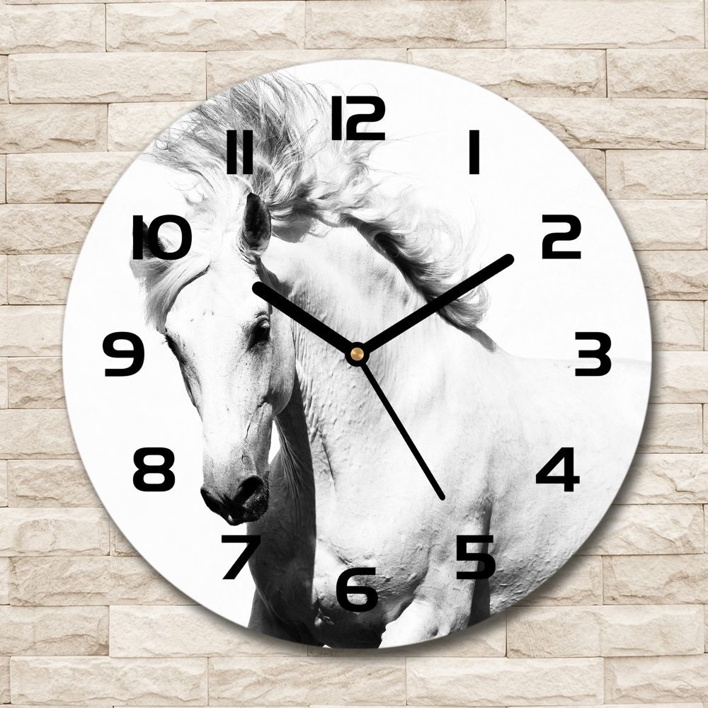 Round wall clock White horse