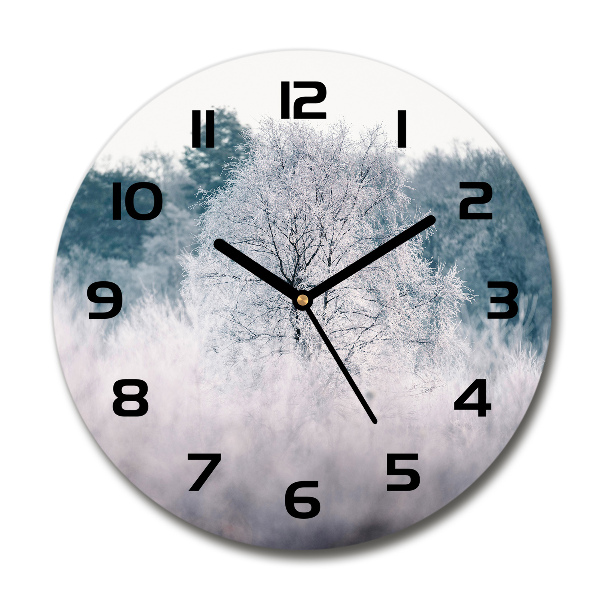 Round wall clock Winter trees